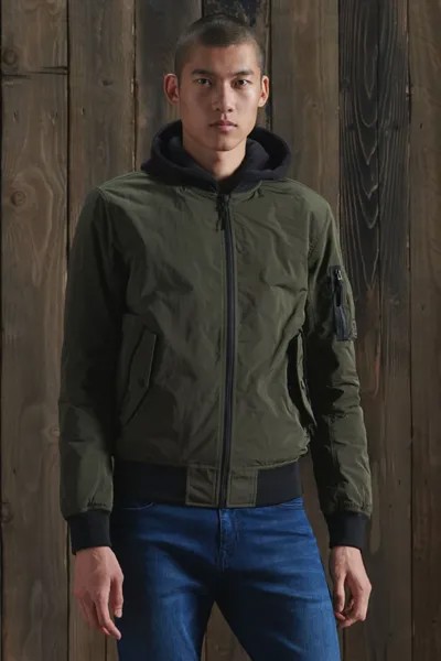 Куртка-бомбер в стиле милитари Superdry, зеленый