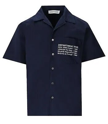 Мужская темно-синяя рубашка с короткими рукавами Department 5 Digital