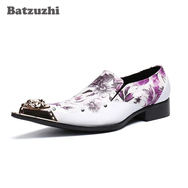Туфли Batzuzhi мужские формальные, натуральная кожа, заостренный носок, металлический носок, без застежки, вечерние и свадебные, большие размер...