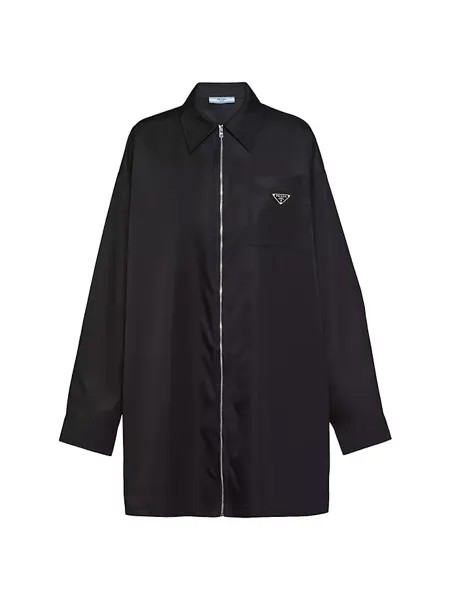 Куртка-рубашка из нейлонового габардина Prada, черный