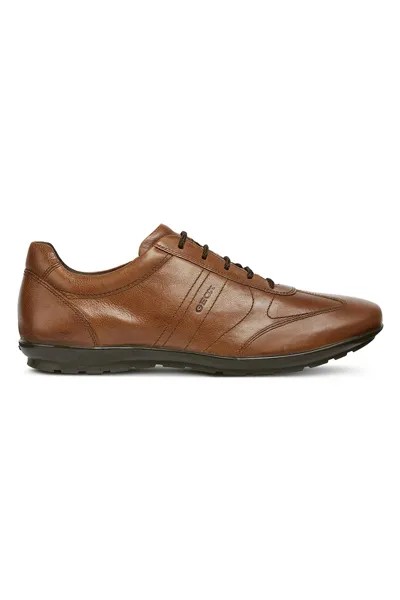 Спортивно-Элегантные кожаные туфли Symbol с сетчатым язычком Geox, коричневый