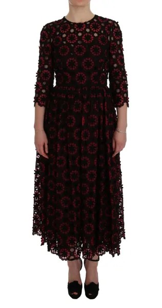 DOLCE - GABBANA Платье-трапеция Ricamo красного цвета с цветочным принтом IT40 / US6 / S Рекомендуемая розничная цена 6500 долларов США