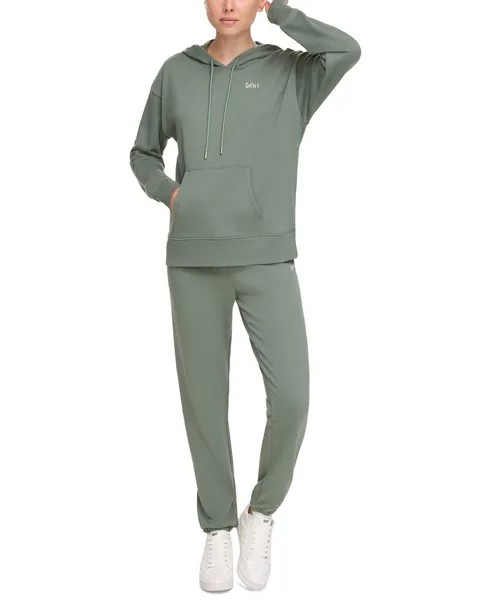 Женская флисовая худи с металлизированным логотипом DKNY, зеленый
