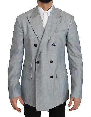 DOLCE - GABBANA Блейзер Синяя льняная куртка NAPOLI Пальто IT48 / US38 / M Рекомендуемая розничная цена 2400 долларов США