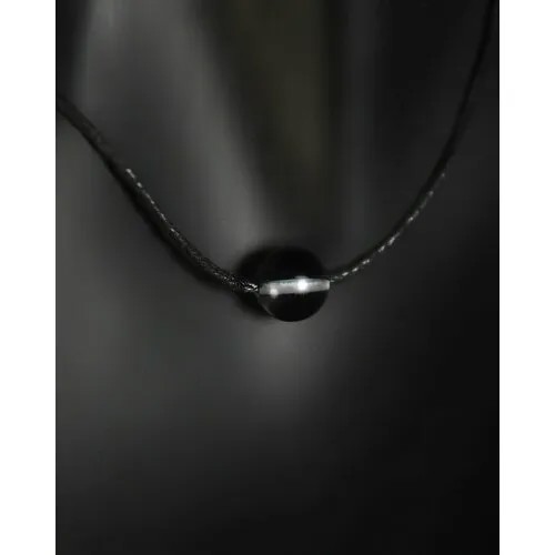 Колье Grow Up Чокер-невидимка Опал - имитированный камень, цвет черный, на черном шнурке, 8 мм, длина 45 см - символ любви и верности, искусственный камень, длина 45 см