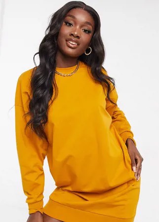 Платье-свитшот рыжеватого цвета с декоративными швами ASOS DESIGN Tall-Оранжевый цвет