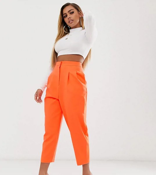 Оранжевые суженные брюки в стиле 80-х ASOS DESIGN petite-Оранжевый