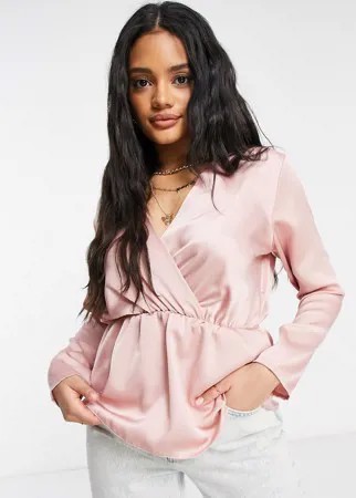 Атласная блузка пудрово-розового цвета Femme Luxe-Розовый цвет