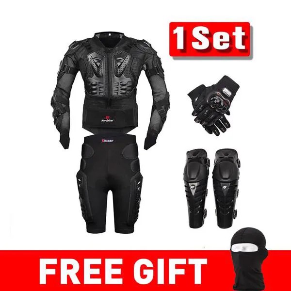 Новинка Защитная Броня на мотоцикл для мотокросса Защитное снаряжение мотоциклетная куртка + шорты + защитные наколенники + защитные перчатки