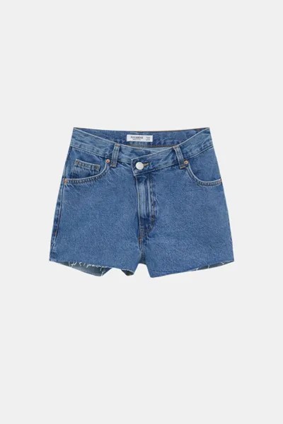 Шорты женские Pull&Bear PUL550698975 синие 38 EU. Доставка из-за рубежа.