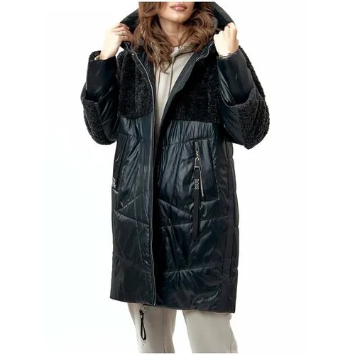Куртка  зимняя, удлиненная, силуэт прямой, водонепроницаемая, утепленная, карманы, ветрозащитная, размер 50, черный