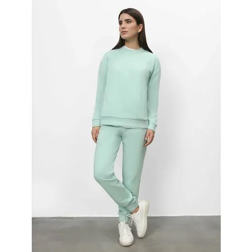 Брюки спортивные JUST CLOTHES Мятный. Декор термологотип. Карманы сбоку по шву 2 б/заст, сзади нет. Пояс резинка+утяг шнурок. Д 1, размер M, светло-зеленый