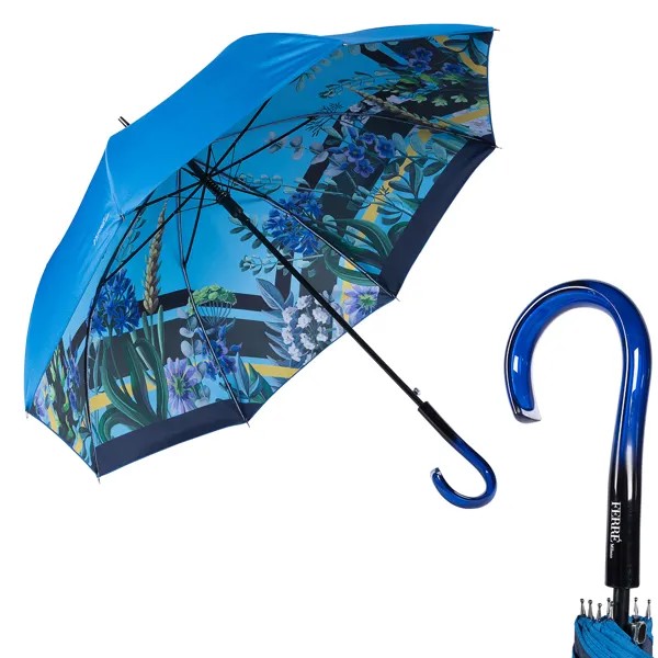 Зонт-трость женский полуавтоматический Ferre 6001-LA синий