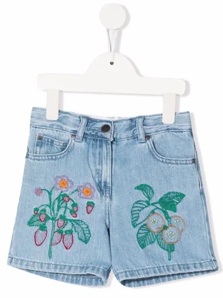 Stella McCartney Kids джинсовые шорты с цветочной вышивкой