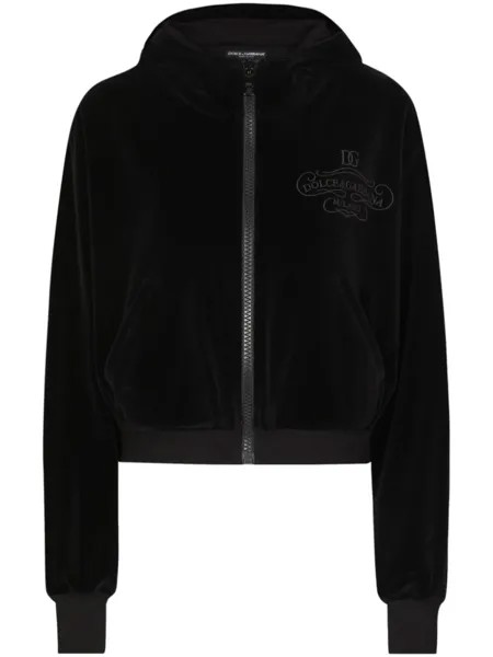 Dolce & Gabbana худи с вышитым логотипом, черный