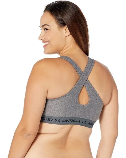 Бюстгальтер Under Armour Plus Size Cross-Back Mid Heather Sports Bra, цвет Charcoal Light Heather/Pitch Gray/Black