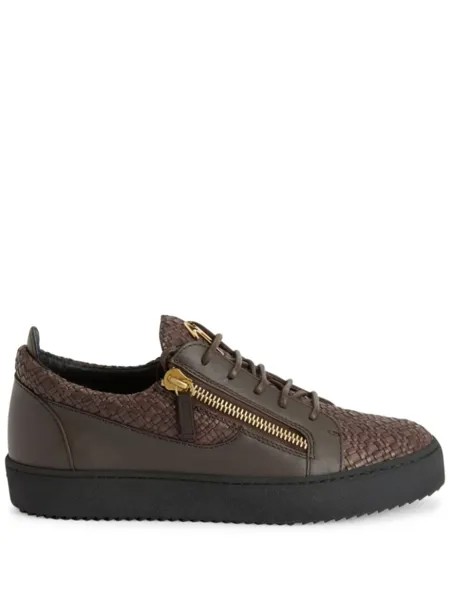 Кроссовки Giuseppe Zanotti Frankie Textured-finish, темно-коричневый