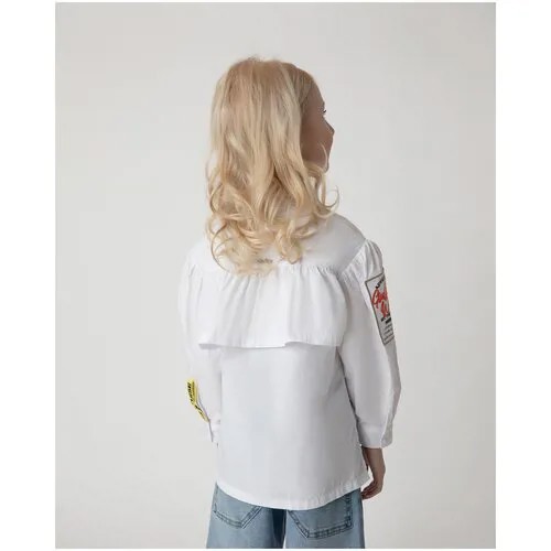 Блузка белая с принтом и рюшами Gulliver 12102GMC2203 размер 98