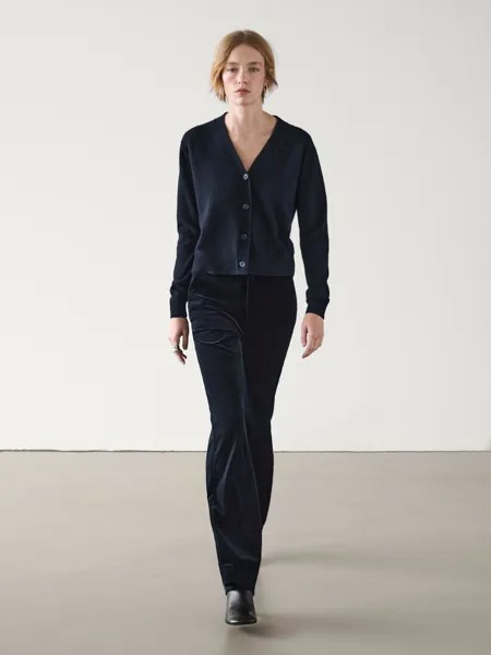 Кардиган из шерсти и кашемира с V-образным вырезом Massimo Dutti, синий