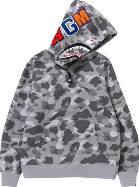 Худи BAPE Honeycomb Camo Shark Full Zip Hoodie 'Grey', серый