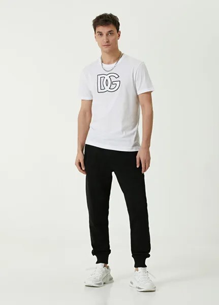 Черные спортивные штаны-джоггеры с логотипом и кулиской на талии Dolce&Gabbana