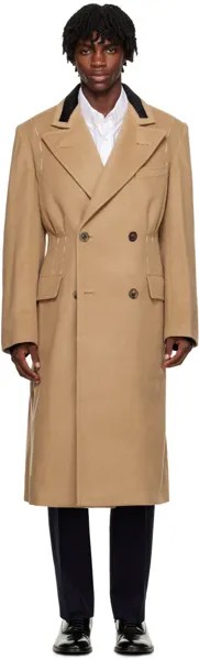 Светло-коричневое пальто со стежками Maison Margiela