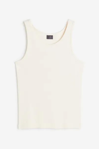 Майка H&M Slim Fit Ribbed Tank, кремовый