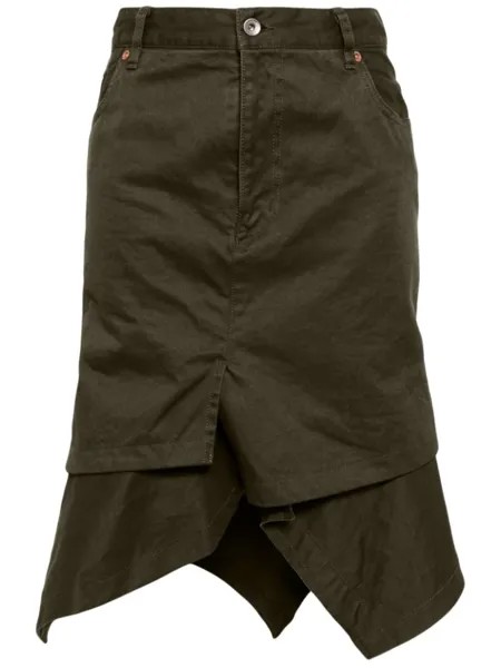 Юбка асимметричного кроя sacai, зеленый