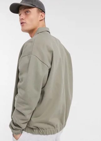 Oversized-куртка Харрингтон из плотного джерси цвета хаки ASOS DESIGN-Зеленый