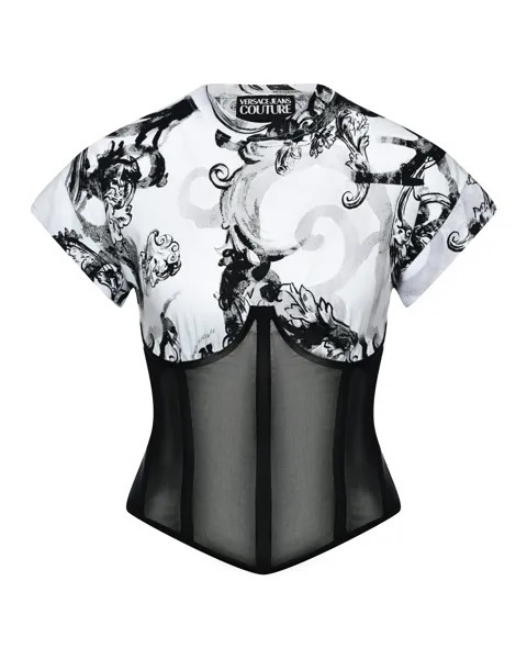 Корсетная футболка с орнаментом Versace Versace Jeans Couture