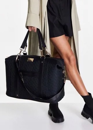 Дорожная жаккардовая сумка черного цвета River Island-Черный