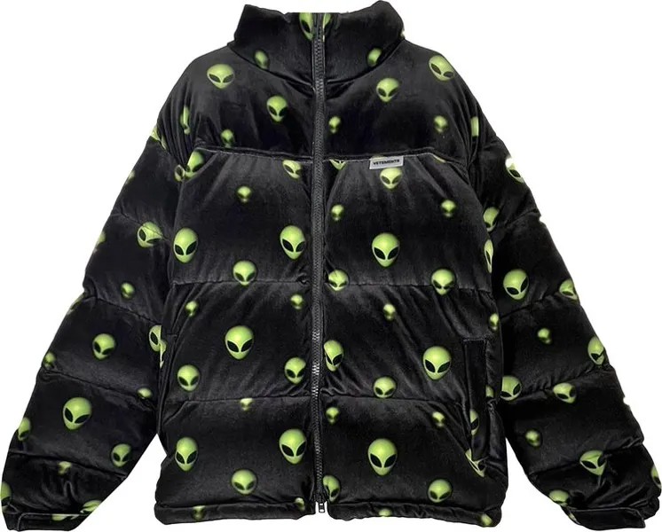 Пуховик Vetements Extraterrestrial Velvet Puffer Jacket 'Extraterrestrial', черный
