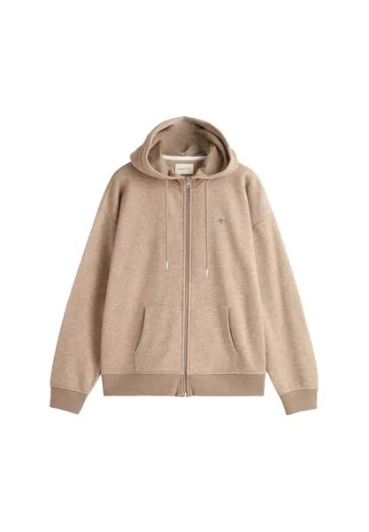 Толстовка женская - REGULAR SHIELD ZIP HOODIE, куртка с капюшоном, логотип GANT, цвет Hellbraun