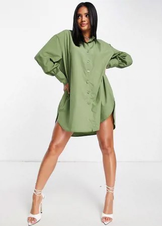 Платье-рубашка цвета хаки в стиле oversized с удлиненным краем I Saw It First-Зеленый цвет