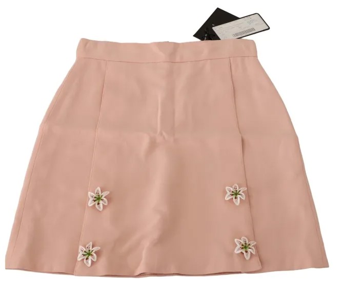 DOLCE - GABBANA Детская юбка светло-розового цвета с украшением в виде лилии s. 8 лет $600