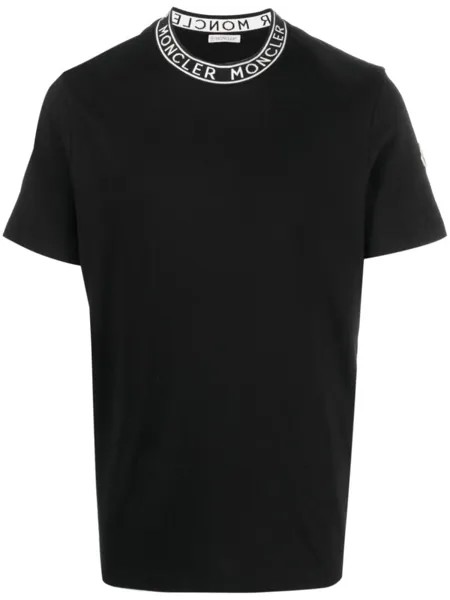 Moncler logo-collar short-sleeve T-shirt, черный