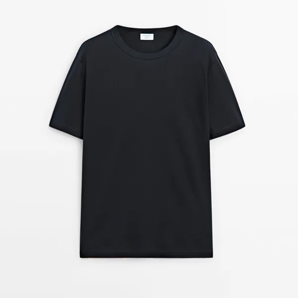 Футболка Massimo Dutti Short Sleeve Cotton Studio, темно-синий