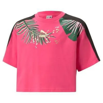 Puma T7 Vacay Queen Укороченная футболка с круглым вырезом и короткими рукавами с рисунком для молодежи и девочек S