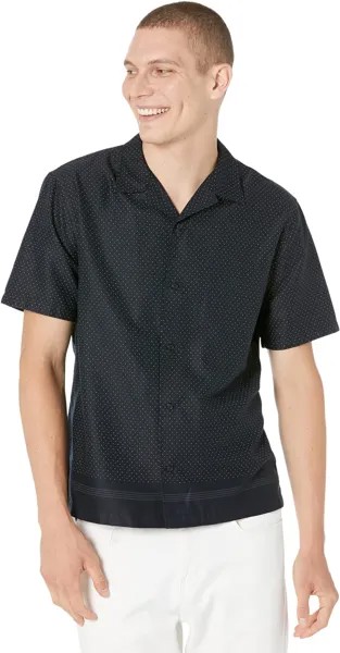 Рубашка Vince Border Print Short Sleeve, цвет Coastal Blue
