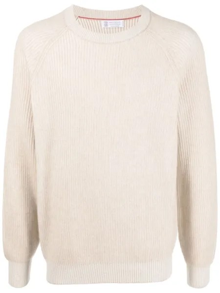 Brunello Cucinelli кашемировая толстовка в рубчик, нейтральный цвет