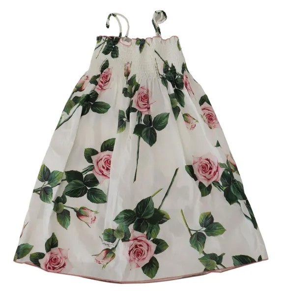 DOLCE - GABBANA Детское платье из хлопка с принтом белых роз, трапециевидной формы, s.Tag 10 Рекомендуемая розничная цена 670 долларов США