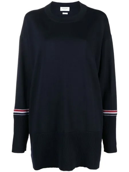 Thom Browne джемпер тонкой вязки с круглым вырезом, синий