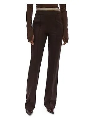 HELMUT LANG Женские коричневые прямые брюки на молнии с логотипом и эластичной резинкой на талии 4