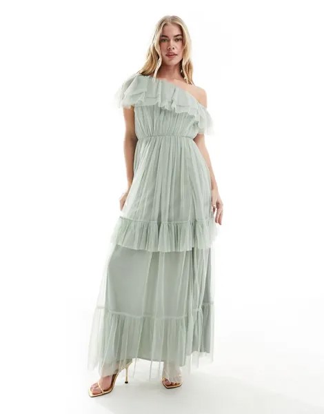 Anaya Premium – Bridesmaid – платье макси премиум-класса из шалфейного тюля с вырезом-бандо