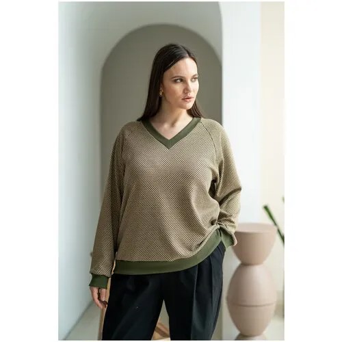 Свитшот Modress, силуэт свободный, средней длины, трикотажный, размер 48, мультиколор