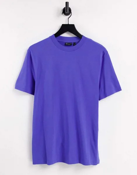 Синяя футболка из органического хлопка с круглым вырезом ASOS DESIGN-Голубой