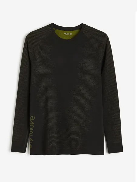 Лонгслив H&M DryMove Seamless Long-sleeved Sports, черный