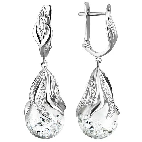 Серьги женские из серебра Эстет 01С158380, фианит