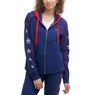 Tommy Hilfiger Sport Womens Star Navy Толстовка на молнии спереди с принтом S BHFO 6914