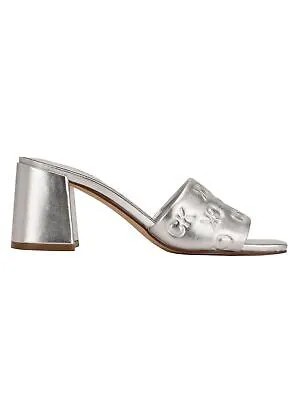 CALVIN KLEIN Womens Silver Elora Toe Block Heel Slip On Heel Sandal 8,5 M